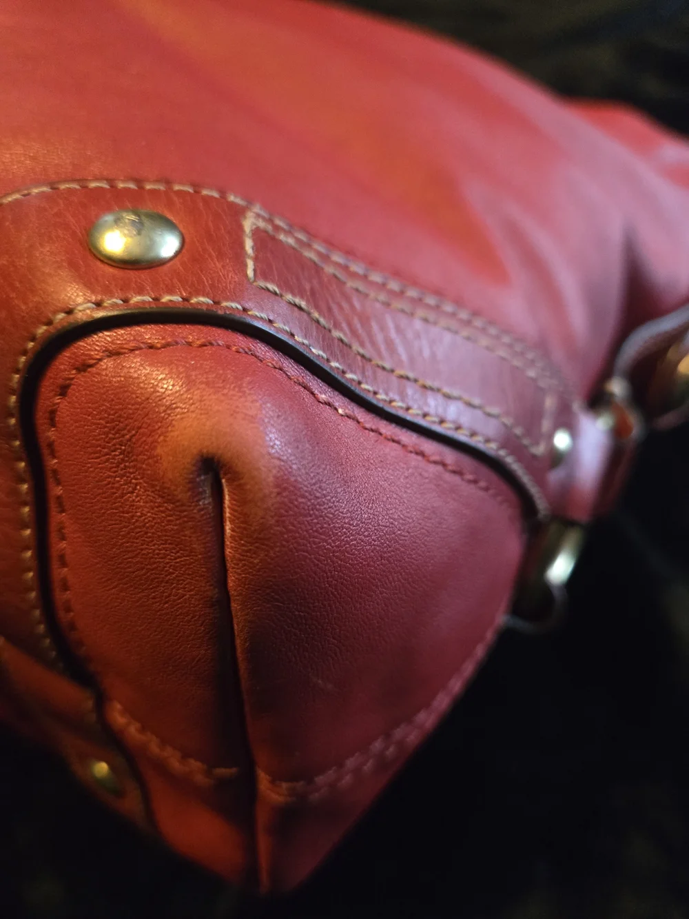 Coach Carly Large Hobo 10616 Red Nappa Leather Y2K Cherry Brass Rare 14
